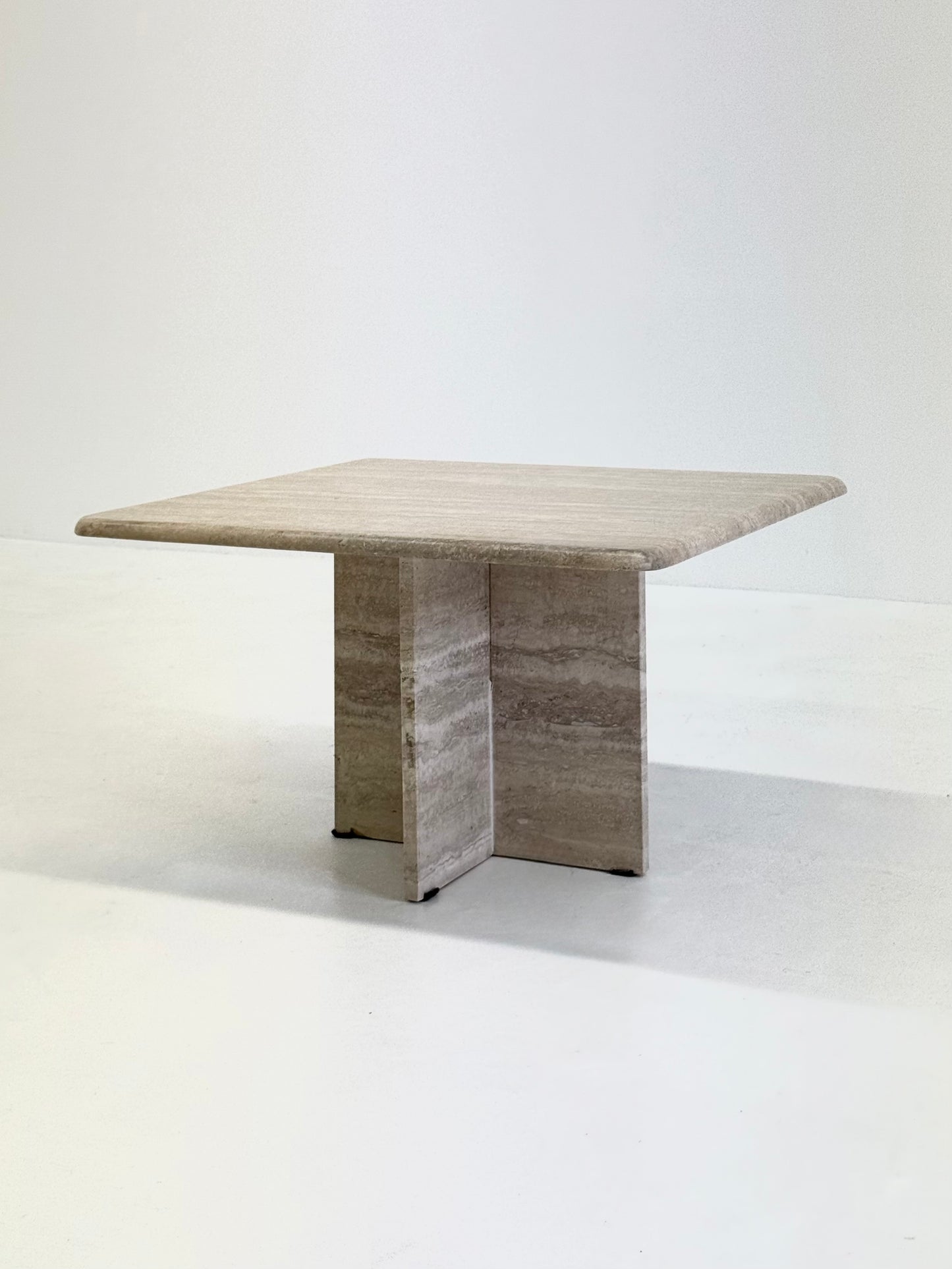 Vierkante vintage travertin salontafel