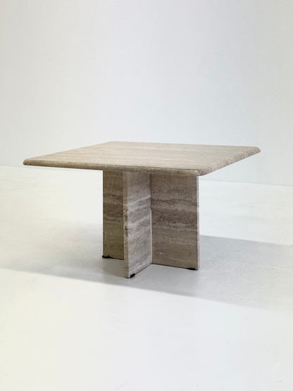 Vierkante vintage travertin salontafel