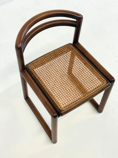 Set van 6 Ibisco Vintage Italiaanse Eetkamerstoelen met rotan