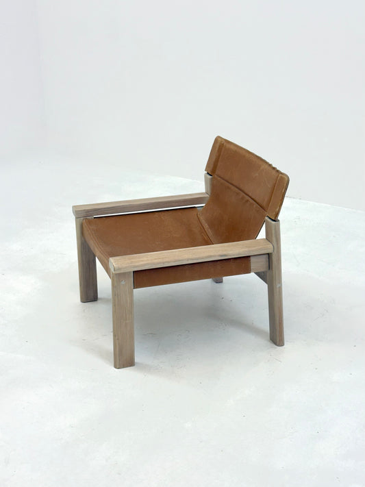 Tuigleren cognac kleurige fauteuil