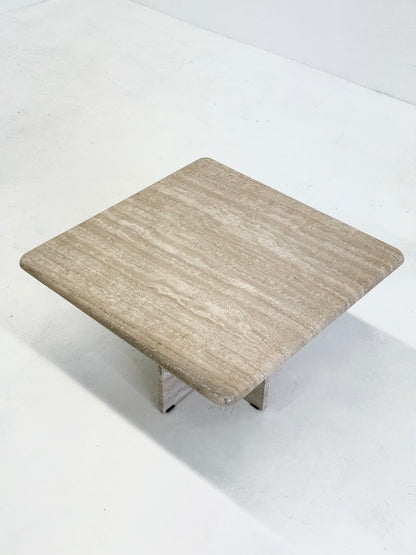 Vierkante vintage travertin salontafel