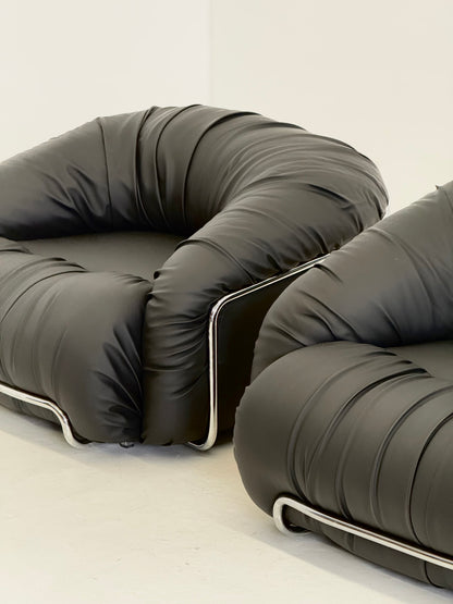 Italiaanse Space Age fauteuils in zwart