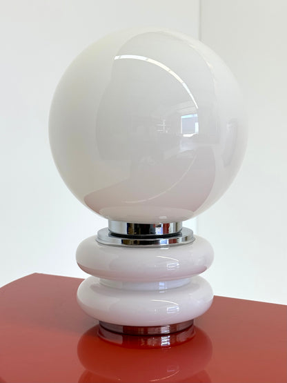 Wit glazen Space Age tafellamp in bolvorm