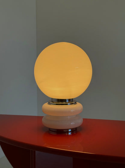 Wit glazen Space Age tafellamp in bolvorm