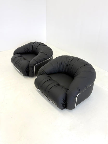 Italiaanse Space Age fauteuils in zwart