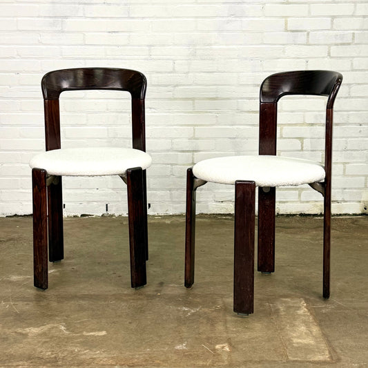 Set van twee Bruno Rey stoelen in donkerbruin met wit