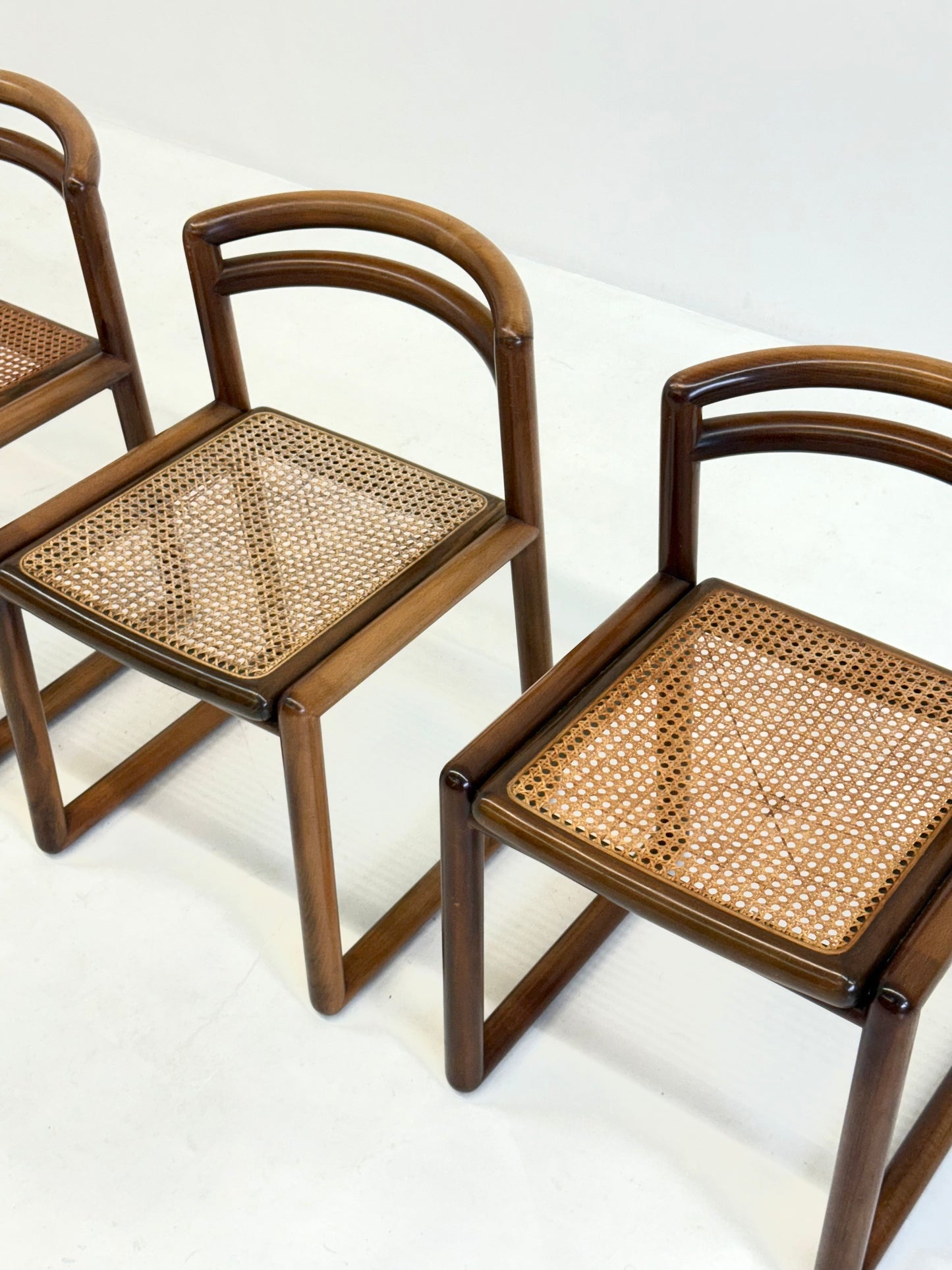 Set van 6 Ibisco Vintage Italiaanse Eetkamerstoelen met rotan