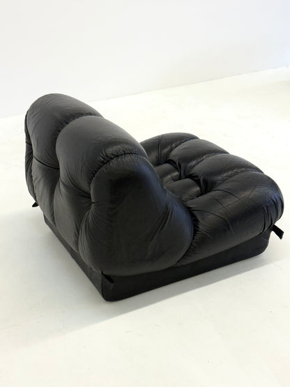 Zwart leren Nuvolone modulaire lounge bank Rino Maturi voor Mimo Padova