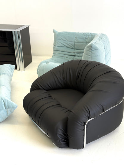 Italiaanse Space Age fauteuils in zwart