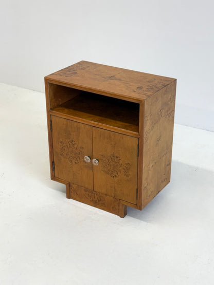 Set van twee vintage Art Deco nachtkastjes met wortelhout