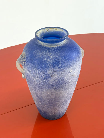 Vintage Murano amfoor vaas kobaltblauw