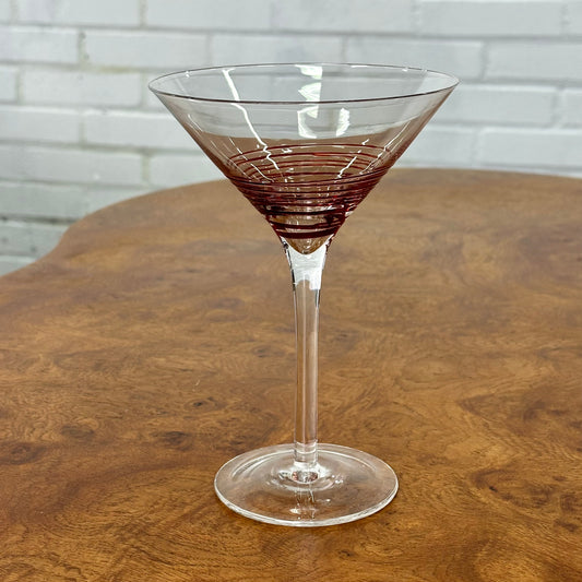 Vintage rode swirl lijnen Martini glazen - set van 5
