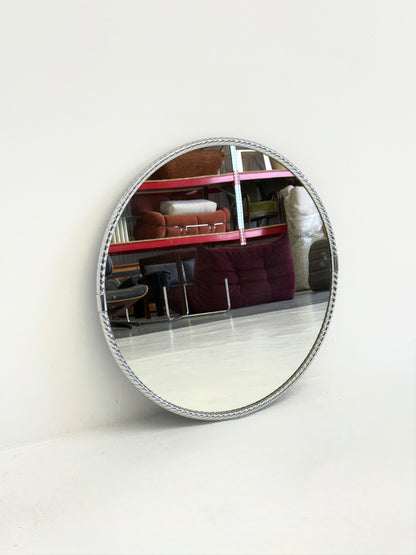 Vintage ronde spiegel met minimalistisch buisframe