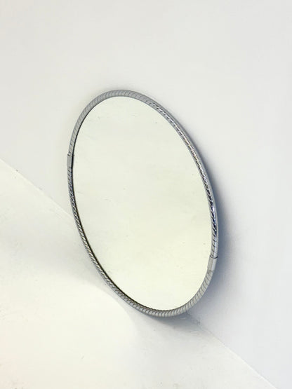 Vintage ronde spiegel met minimalistisch buisframe