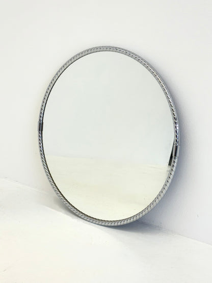 Vintage ronde spiegel met minimalistisch buisframe