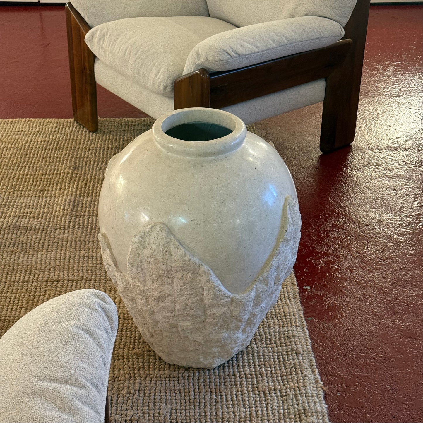 Grote vintage Mactan steen tessellated vloer vaas