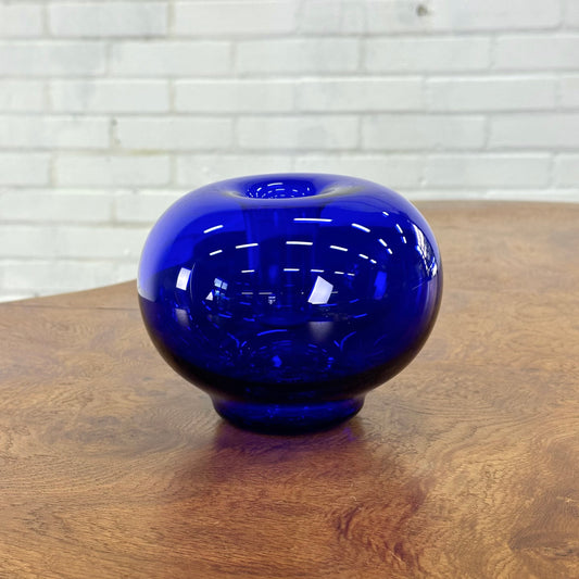 Kobalt blauw glazen design object / vaas 13x16