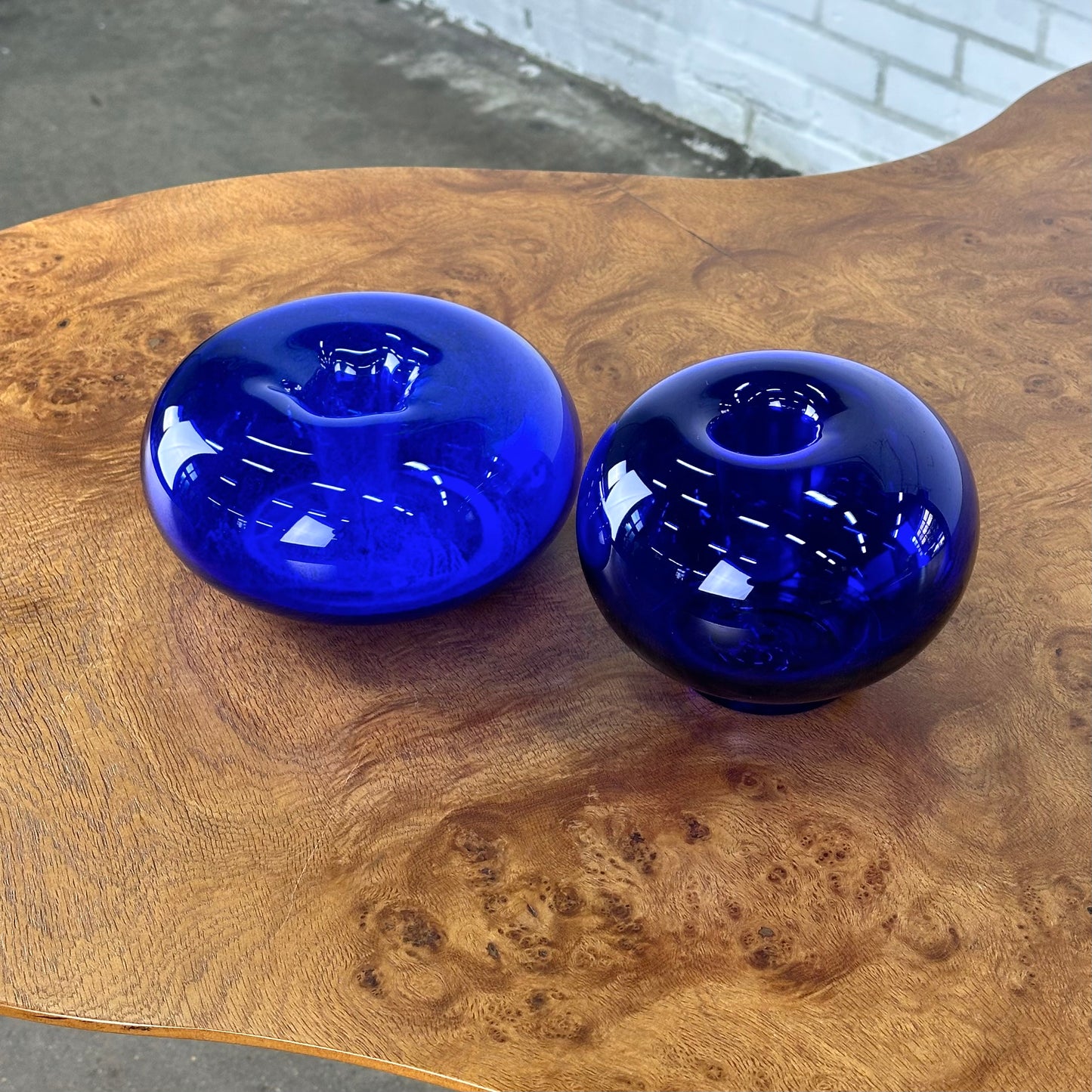Kobalt blauw glazen design object / vaas 10x19