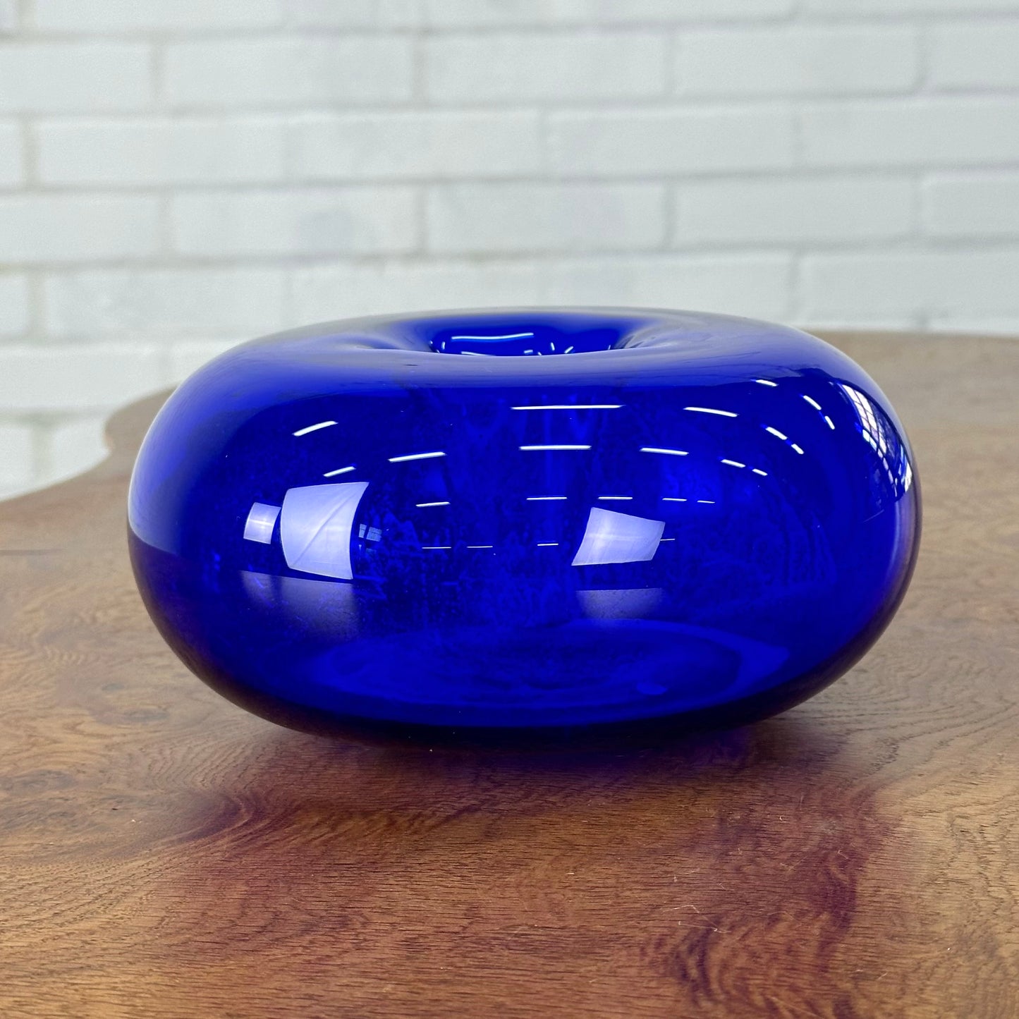 Kobalt blauw glazen design object / vaas 10x19