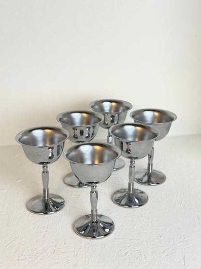Set van 6 vintage chrome Italiaanse dessertglazen