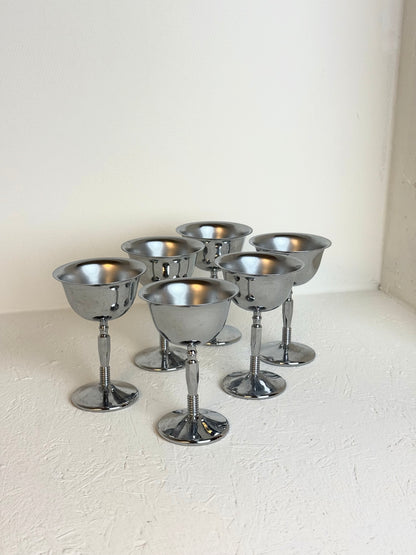Set van 6 vintage chrome Italiaanse dessertglazen