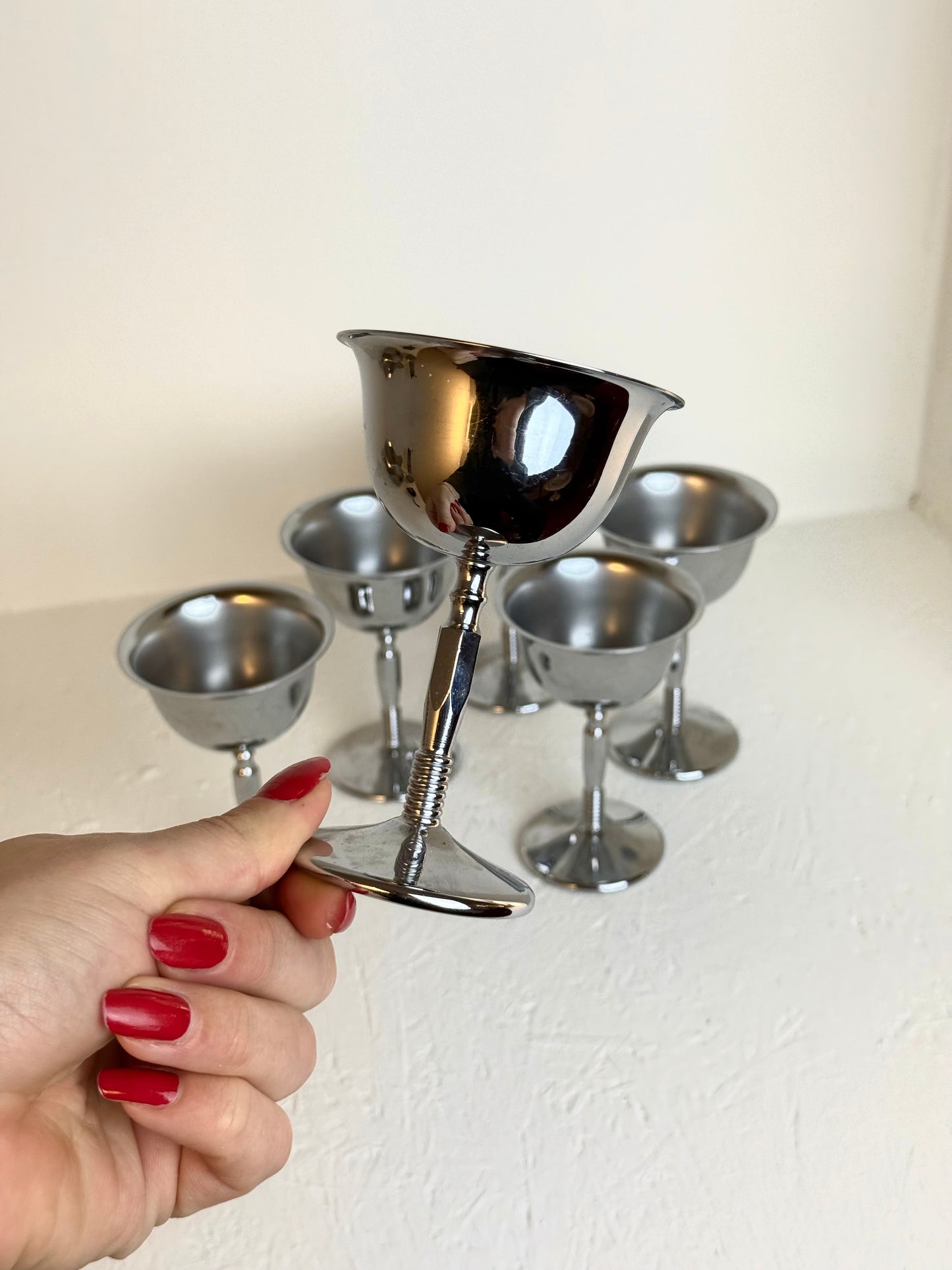 Set van 6 vintage chrome Italiaanse dessertglazen