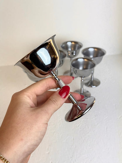 Set van 6 vintage chrome Italiaanse dessertglazen