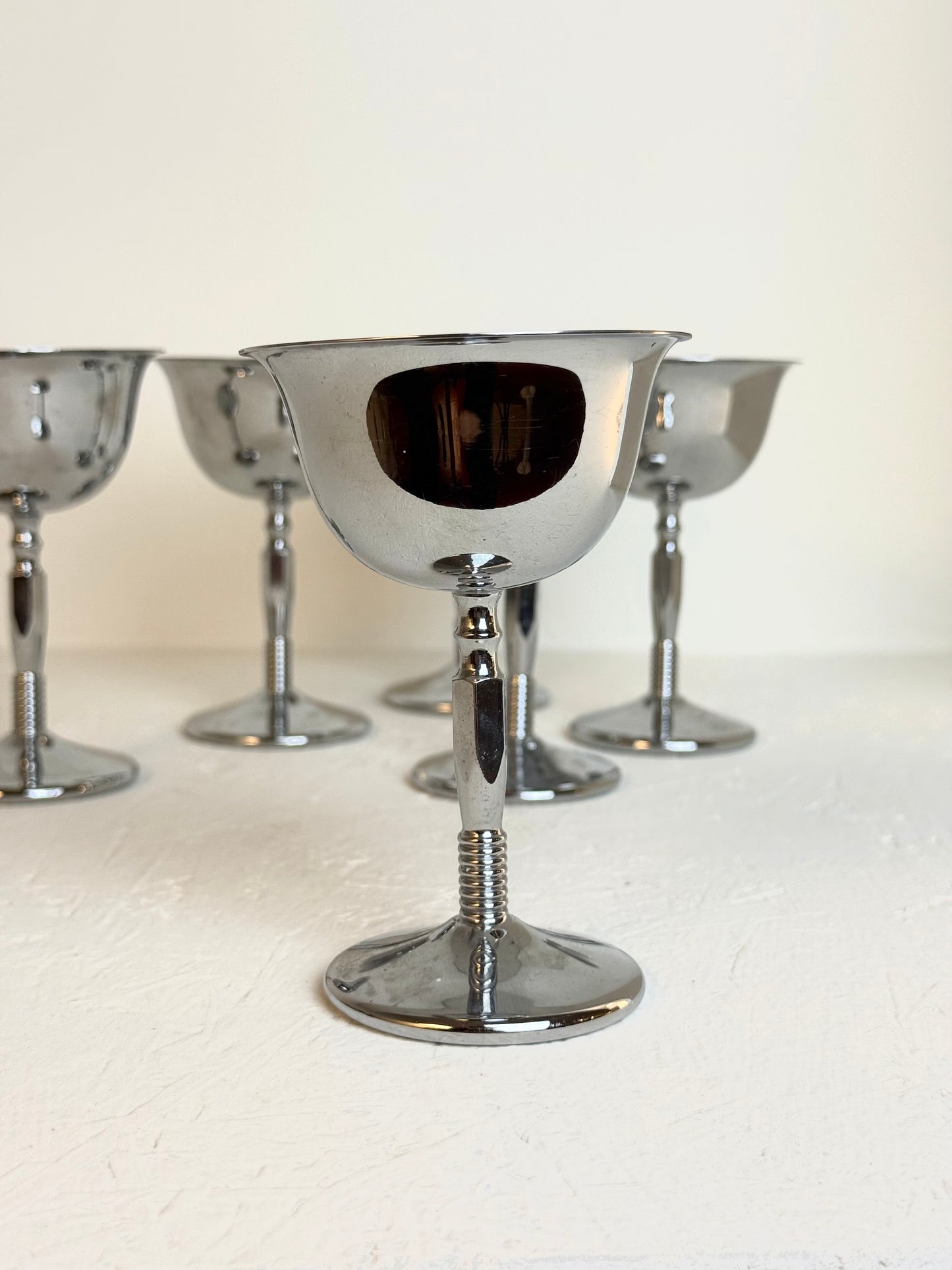 Set van 6 vintage chrome Italiaanse dessertglazen