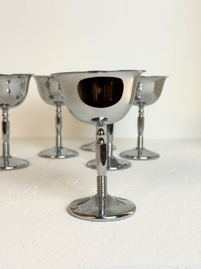 Set van 6 vintage chrome Italiaanse dessertglazen