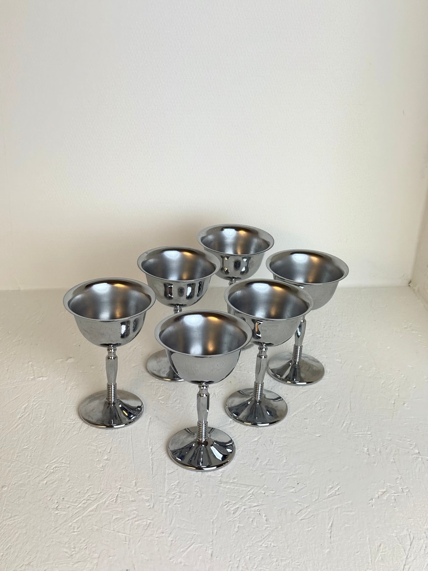 Set van 6 vintage chrome Italiaanse dessertglazen