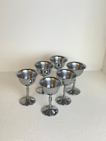 Set van 6 vintage chrome Italiaanse dessertglazen