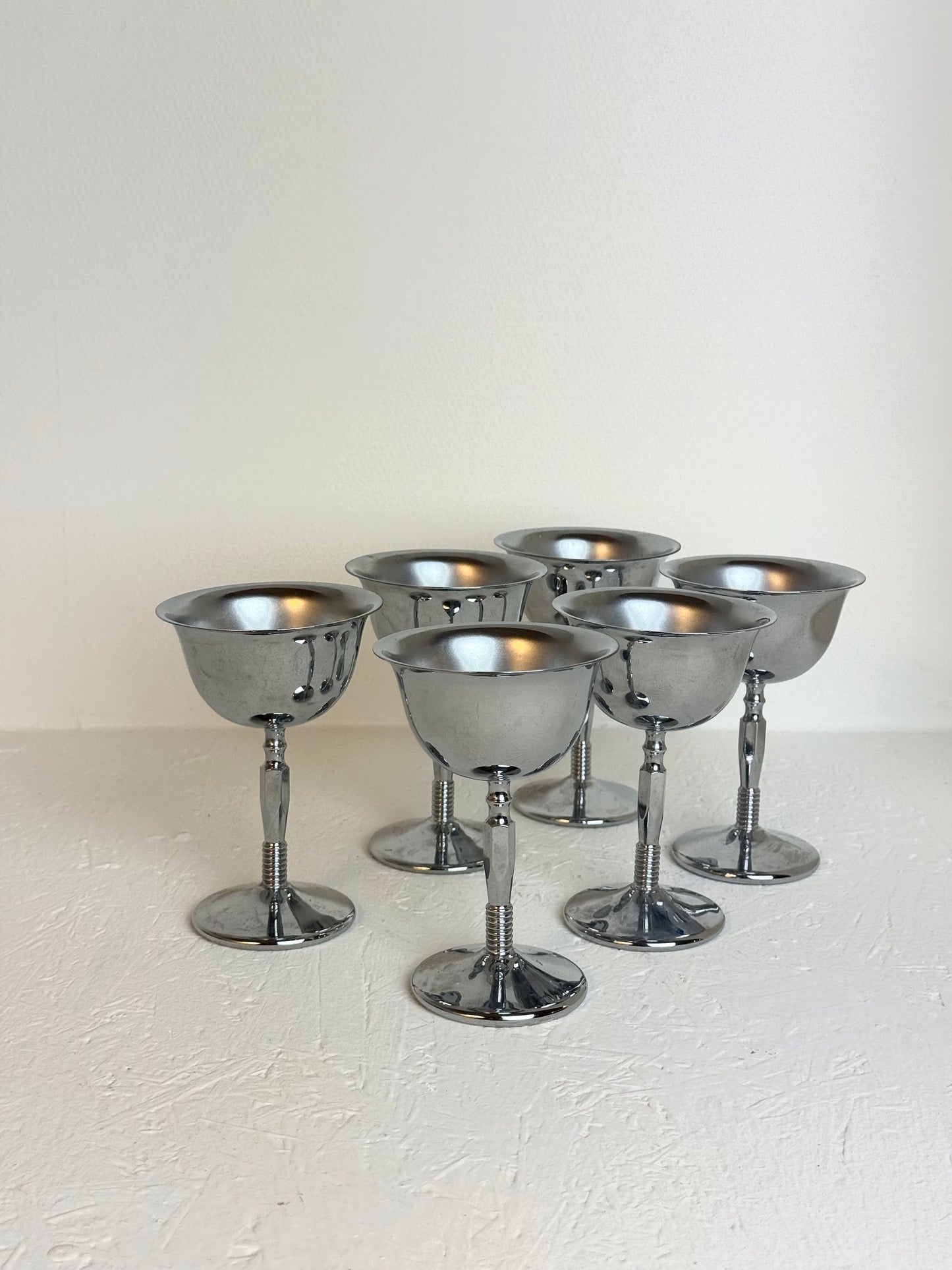 Set van 6 vintage chrome Italiaanse dessertglazen