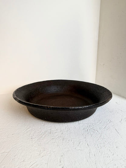 Vintage donkerbruine keramiekschaal