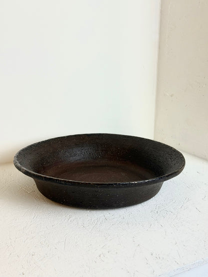 Vintage donkerbruine keramiekschaal