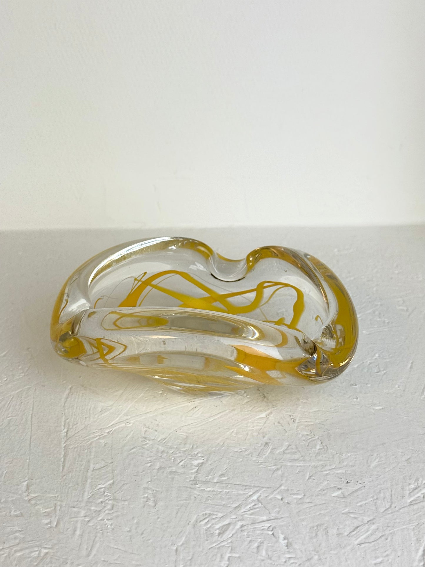 MCM Vintage geel swirl art glass asbak