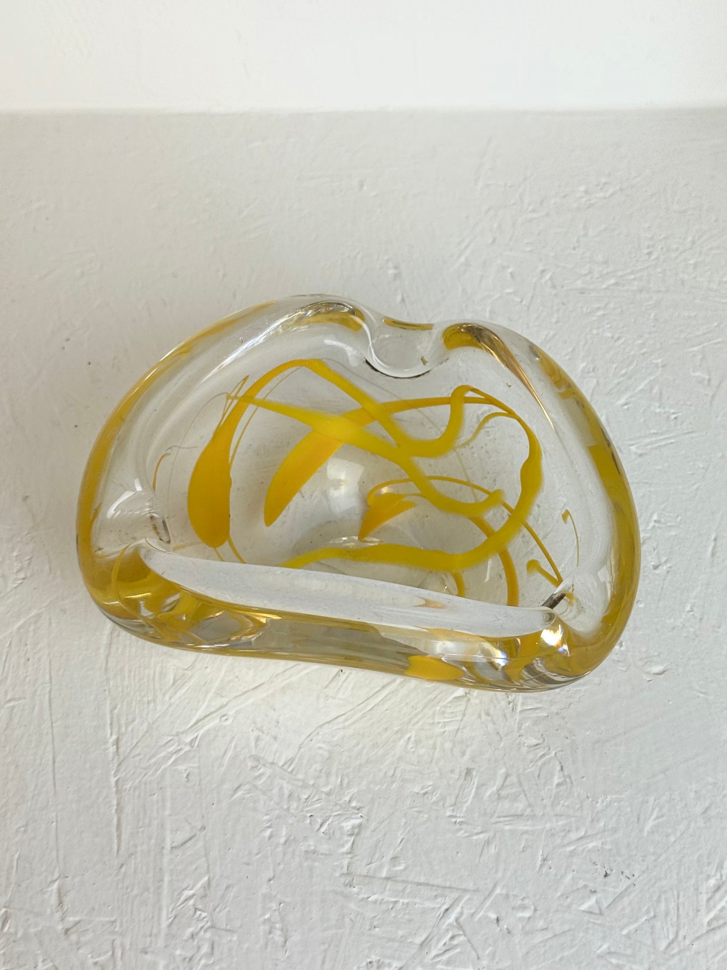 MCM Vintage geel swirl art glass asbak
