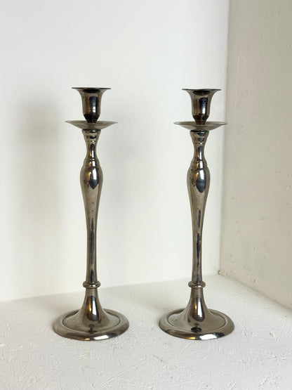 Vintage sierlijke Art Deco kandelaar houder verzilverd