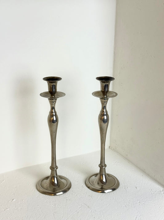 Vintage sierlijke Art Deco kandelaar houder verzilverd