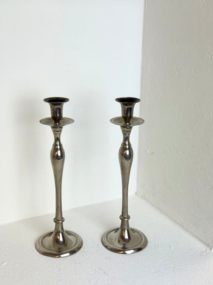 Vintage sierlijke Art Deco kandelaar houder verzilverd