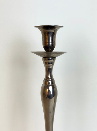 Vintage sierlijke Art Deco kandelaar houder verzilverd