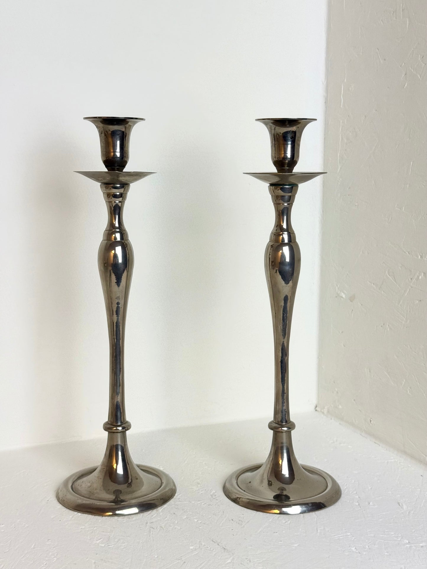 Vintage sierlijke Art Deco kandelaar houder verzilverd