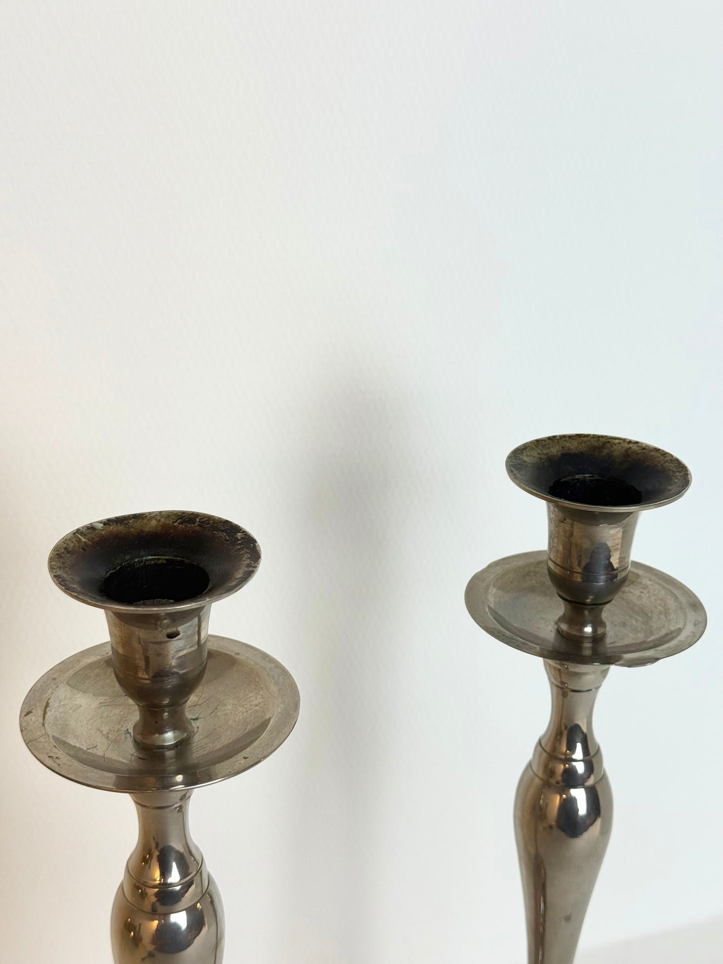 Vintage sierlijke Art Deco kandelaar houder verzilverd