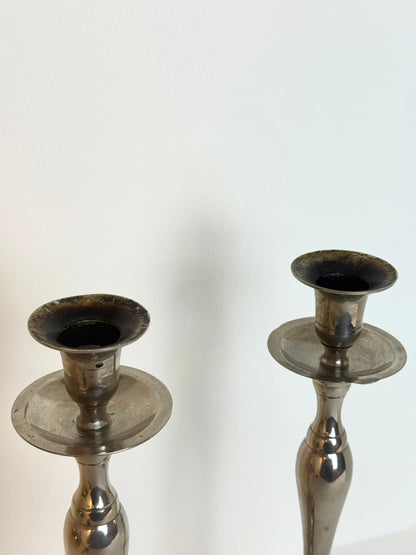 Vintage sierlijke Art Deco kandelaar houder verzilverd