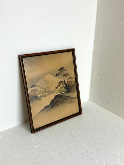 Vintage Japanse landschapsprint Mount Fuji