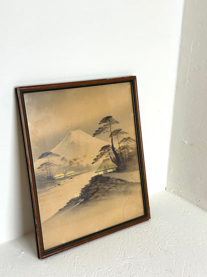 Vintage Japanse landschapsprint Mount Fuji