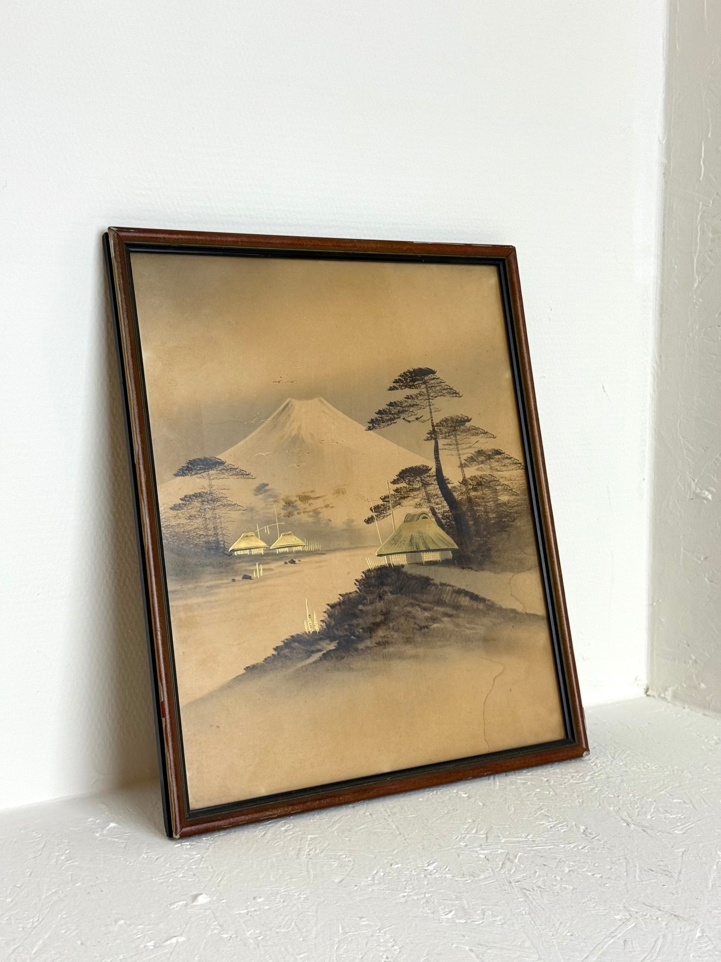 Vintage Japanse landschapsprint Mount Fuji