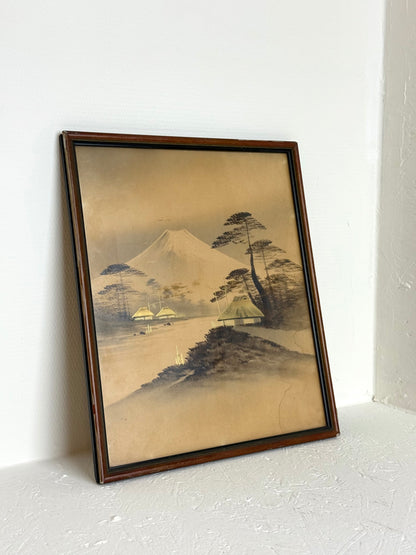 Vintage Japanse landschapsprint Mount Fuji