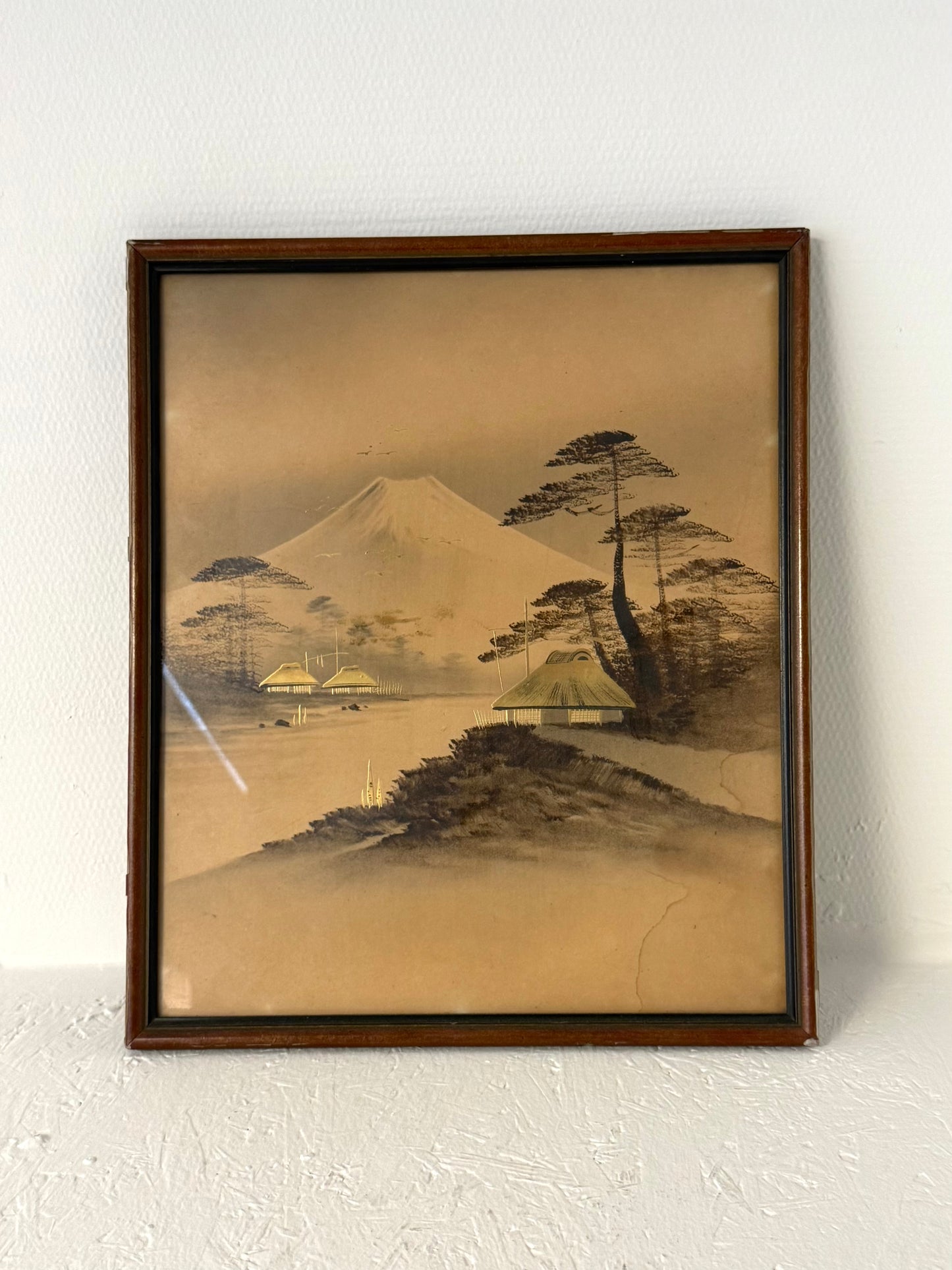 Vintage Japanse landschapsprint Mount Fuji