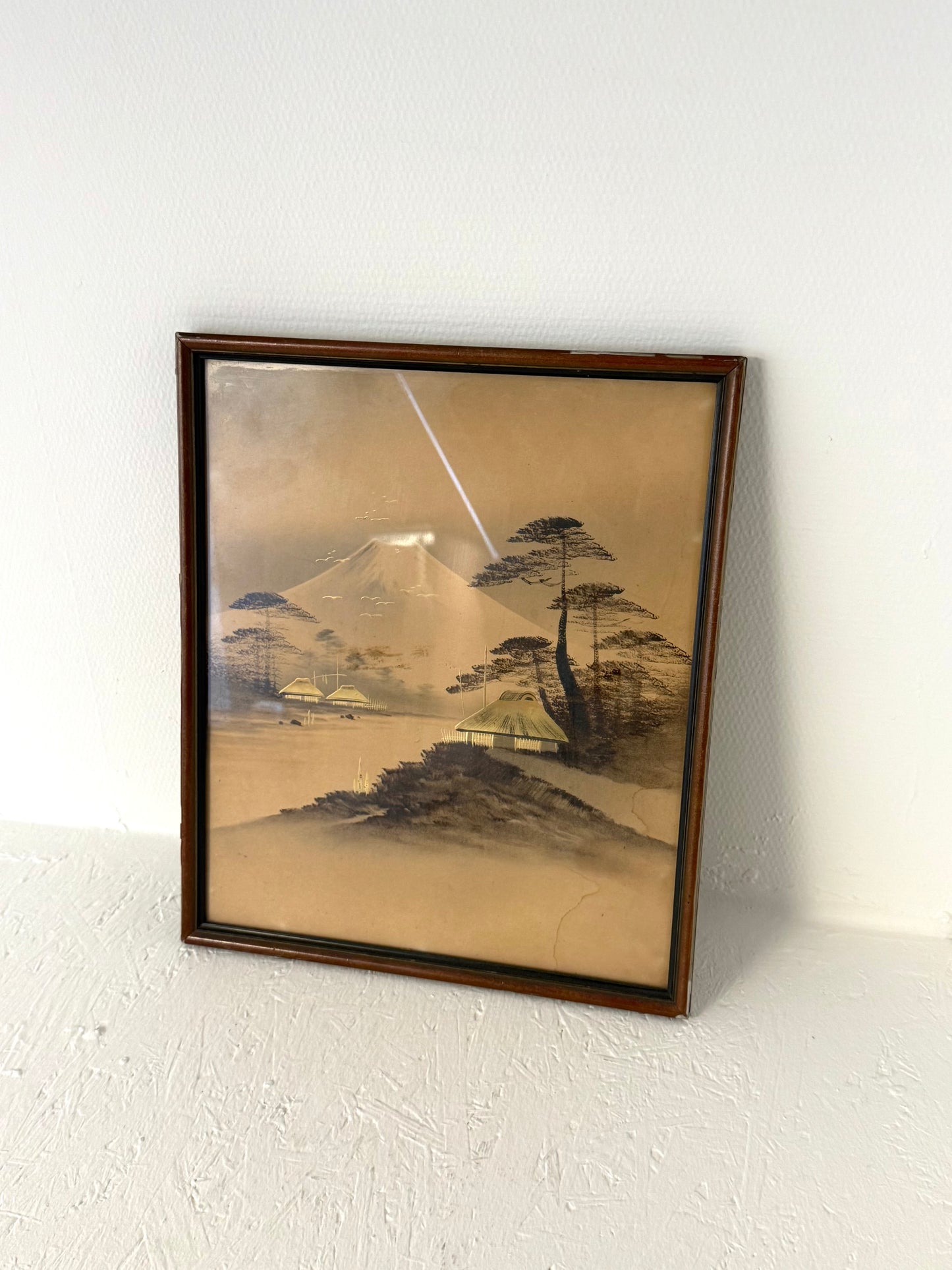 Vintage Japanse landschapsprint Mount Fuji