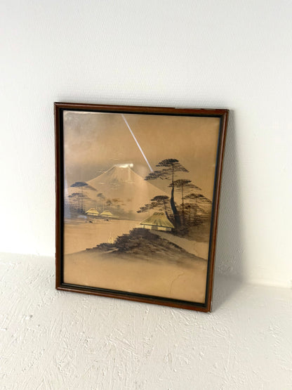 Vintage Japanse landschapsprint Mount Fuji